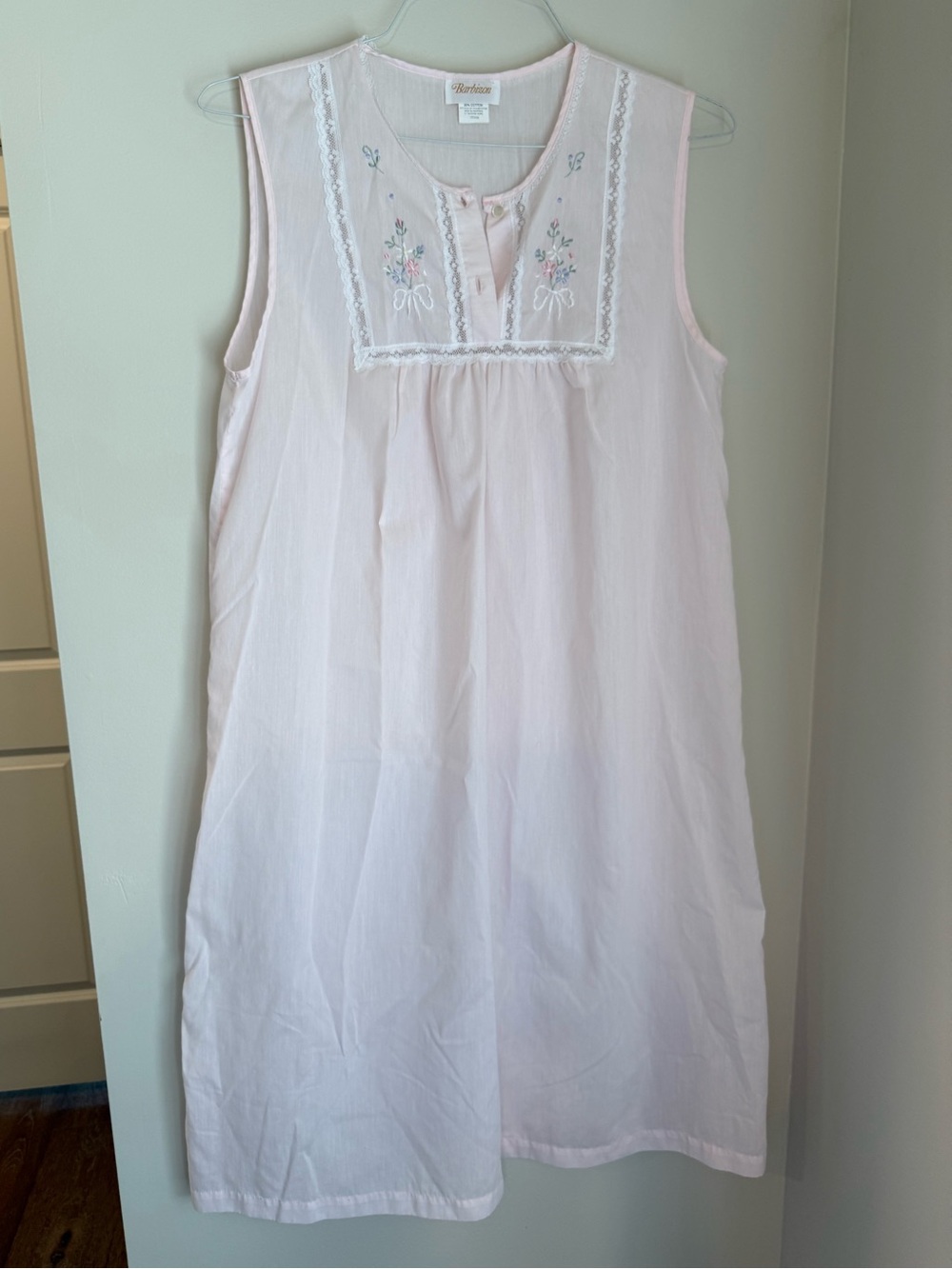 Vintage Barbizon Pink Embroidered Nightgown